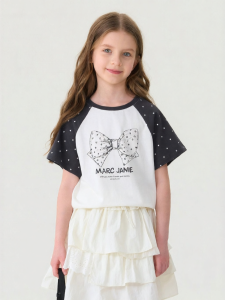 Marc&Janie | Dots Bow Sleeve Cotton Short Sleeve T-Shirt Summer