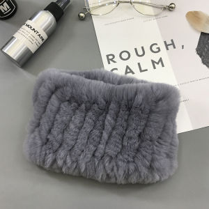 Korean Style Super Elastic Rabbit Fur Scarf Neck Warmer One Hat Two Use Fur Bandeau Warmth Rectangular Shape Pure Color for All Seasons