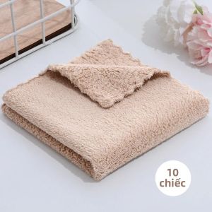 10 Khăn Microfiber Vải Nhung San Hô Khô Nhanh Mềm Mại Thấm Hút Khăn Mặt Vuông Dùng Làm Khăn Lau Vệ Sinh Nhà Tắm
