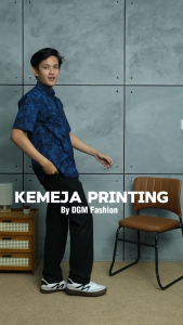 DGM Fashion Kemeja Pendek Kemeja Lengan Pendek Printing Kotak 022