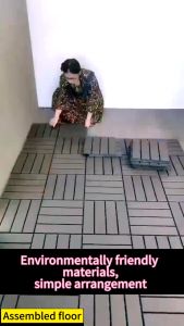 HF 30 X 30Cm PVC Wooden Deck Tiles Wood-Plastic Composite Floor for Garden Balcony Flooring