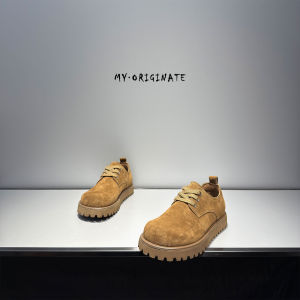 Leather Thick Bottom Heightening Work Shoes Low Cut Retro Sports Casual Shoes Brushed Cowhide Big Head Mens Shoes