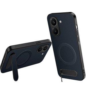 szhaiyu | Carbon Fiber Leather Shockproof Phone Case for Poco X8 Pro Max X7 Pro Bracket for Magsafe Magnetic Wireless Charging Cover