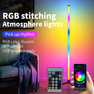 Smart  RGB Corner Floor Lamp with App & Remote Control Dimmable LED Mood Light for Gaming Living Room Bedroom