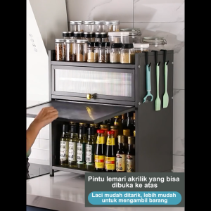 Lemari Dapur Minimalis Lemari Piring Dapur  Rak Oven Rak Microwave Rak Bumbu Dapur Stainless