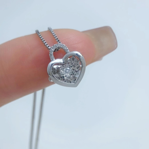 LAZO DIAMOND Love Lock Dancing DIAMOND Pendant in 9k White Gold