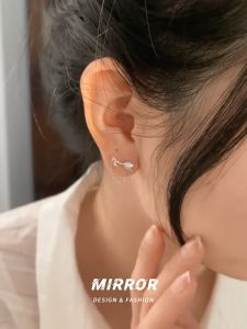 Aurora Real 925 Silver Tulip Flower Shiny Zircon Stud Earrings Jewelry ES925-87