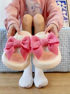 [READY STOCK🇲🇾] Women Ins Style Cloud Fluffy Ribbon Comfy Wear Thick Bottom PVC Anti-Slip 2023 Summer Casual Outdoor/ Indoor Slipper Sandal | Kasut Selipar Sandal Perempuan Awan Gebu Riben design |  2023最新奶呼呼踩屎感厚底可爱蝴蝶结凉拖鞋女