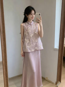 QINGMUZI | Slimming Elegant Chinese Style Sleeveless Purple Dress