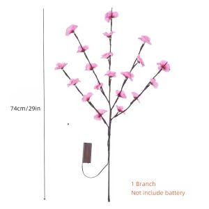 1pc 20LED Battery Powered Artificial Pink Cherry Blossom Branch Light 74cm/29in Realistic Flower Indoor/Outdoor Decor