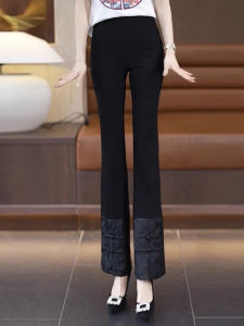 MEITESIJIAONU | Autumn/Spring New Flared Chinese Style High Waisted Slimming Black Pants