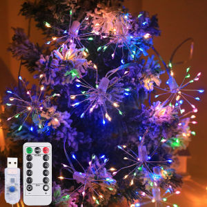 USB LED String Lights Outdoor Firework Fairy Lights 8 Modes Lighting Copper Wire LED Light for Camping Christmas Tree Decor Lamp