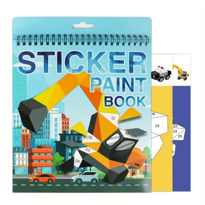 1PCS Sticker Book Crafts for Kids Ages 4-8 Sticker by Number for brain gamesGiftsTravel Toy