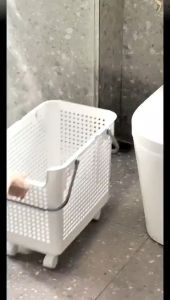 Lazy Corner Dirty Clothes Basket Home Bathroom Laundry Basket Bathroom Dirty Clothes Storage Basket Plastic Belt Wheel