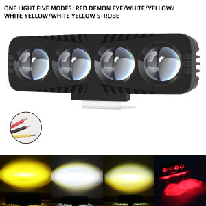 KEVANLY | Dual Color White Yellow Motorcycle LED Spotlight 4 Mode Flash Warning Fog Light 3 Wires Auxiliary Lamp for Offroad Truck SUV ATV