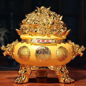 LIWAN | Lucky Decorative Piggy Bank Golden Velvet