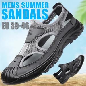 Summer Breathable Mens Baotou Sandals Hollowed Out Mesh Shoes Outdoor Non-slip Lightweight Sports Casual Beach Shoes