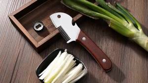 Dao Gọt Rau Củ Thân Thiện Với Môi Trường Tích Hợp Mở Nắp Chai Lưỡi Dao Bằng Thép Không Gỉ Và Tay Cầm Bằng Gỗ Dụng Cụ Cắt Gọt Nhà Bếp Dùng Cho Trái Cây Và Gọt Vỏ Trong Gia Đình