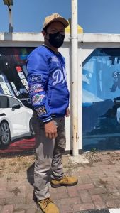 JAKET LA DODGERS VARSITY BASEBALL BIRU HITAM TASLAN BORDIR PREMIUM TERBARU JUNASCLOTH