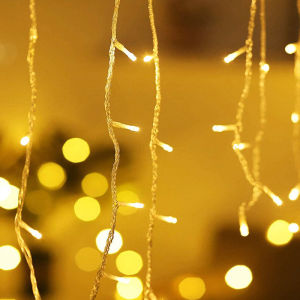 4Mx0.6M Curtain LED Icicle String Lights EU Plug Christmas Garland Droop Light Wedding Garden Street Outdoor Decorative Lighting