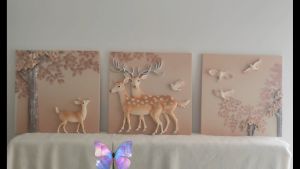 【3in1 】Lukisan Relief Hiasan/3PCS Modern luxury decorative 3D handicraft lucky painting/1701/1702/ Handmade