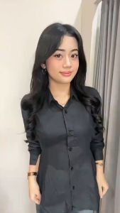 Atasan Kemeja Wanita Luna Top Long Slevee Katun Polos Model Terbaru
