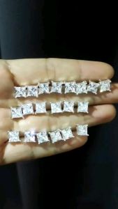 6mm bling bling stud stone earrings square 92.5 italy silver jewelry (TUNAY NA SILVER)