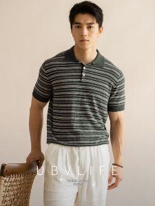 UBV | Cooling Moisture Wicking Color Block Pinstripe Men Polo Shirt