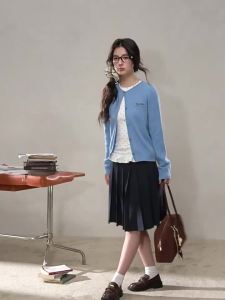 YIKEXIAOYEMEI | Áo Cardigan Len Thiết Kế Độc Đáo cho Mùa Thu