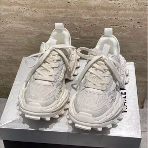 Korean Style Casual Mens Sport Shoes Thick Bottom Heightening Dad Shoes Breathable Mesh Upper round Toe Rubber Outsole