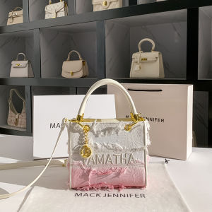 Elegant Gradient Pink Fairy Tale Handbag Womens Fashion Summer 2025 Mack Jennifer Bucket Shape Shoulder Crossbody Bag