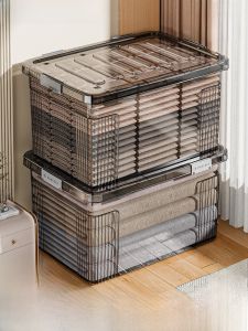 กล่องเก็บของแบบใสความจุขนาดใหญ่ กล่องเก็บของสำหรับใส่เสื้อผ้า ผ้าห่ม ความหนาแน่นสูง อุปกรณ์จัดระเบียบสำหรับใช้ในบ้าน