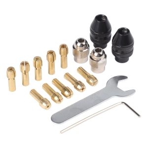 Home DIY Woodworking Keyless Chuck Adapter Kit Metal Rotary Tool Quick-Change Tool Holder 0.5mm to 3.2mm Drill Bit Set