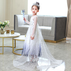 Girl Dress White Frozen Elsas Princess Dress Baby Childrens Birthday Gifts Clothing Aisha Long Skirt