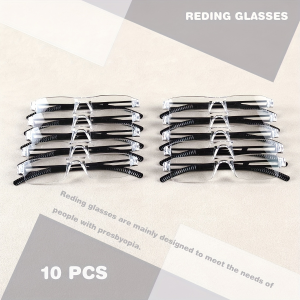 10-Piece Set of Integrated Reading Glasses for Presbyopia with Clear Lenses Lightweight to Wear Suitable for Both Men and Women.