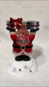 Bath & Body Works Christmas SANTA Water Globe 3-Wick Candle Holder w/ free 3-Wick Candle