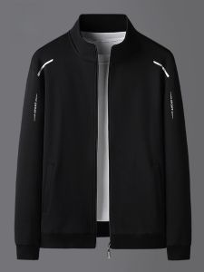 ROMON | เสื้อแจ็คเก็ตคาร์ดิแกนสั้นผู้ชาย Romon ฤดูใบไม้ผลิและฤดูใบไม้ร่วง สไตล์ลำลอง ป้องกันลม คอตั้ง ขนาดใหญ่ แจ็คเก็ตสเวตเตอร์