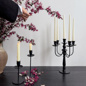 Vintage Romantic Black Candlestick Table Decor