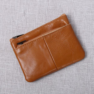 Men Retro Genuine Leather Card Holder First Layer Cowhide Coin Purse Womens Handmade Zipper Wallet Key Case Driving License Holder Thin