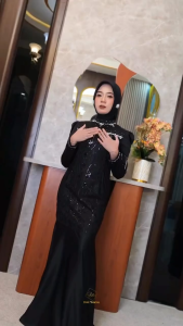 Arshilla Dress Velvet Mix Brukat Payet Baju Dress Kondangan Wanita Terbaru 2025 Kekinian Murah Viral