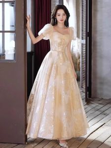 Elegant French Style Evening Gown Womens Hostess Long Dress Luxury Graduation Ceremony Adult Birthday Party Ball Dress