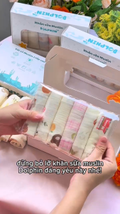 Set 6 Khăn Xô Sữa Vải Muslin Cho Bé Sơ Sinh vải sợi muslin cao cấp mềm mịn với da bé siêu thấm hút sợi bông tự nhiên