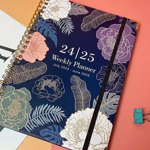 🇲🇾 Ready Stock Year 2026 Flower Planner Book A5 Weekly Monthly Pages with Bookmark Hard Cover Journal Diary Notebook