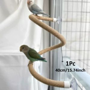 Linen Rope Bird Perch Flexible Bendable Standing Stick Non-slip Comfortable Grip Suction Cup Design Bird Climbing Rope Stable