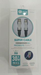 V2S X6 Type-C to Type-C Connection Fast Charging Soft Silicone Thick Wired Data Cable 3.0A 1M Length