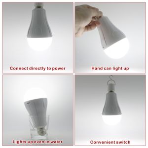 15w LED Emergency Light Bulb E27 1600mAh 85-265V Rechargeable Bulb for Home Power Failure Camping Tent Porch Garden Lamp