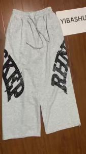YIBASHU Women Grey Baggy Wide Leg Sweatpants American Letter Print Pants Harajuku Japanese 2000s Style Vintage Y2k Casual Trouse