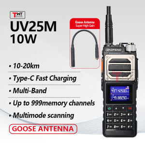 Baofeng UV25M Walkie Talkie Multi-Band Two Way Radio Air Receiver Long Range 10W High Power Type-C Fast Charging 999CH Portable Handheld Radio Upgrade UV25L