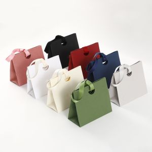 Jewellery Packaging Handbag with Ribbon Gift Wrapping Bag Eadphones Lipstick Storage Organizer New Paper Tote Bags