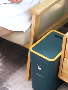 GBS Kotak Sampah Klik Otomatis Multifungsi - Warna Abu-abu Tua Navy Kapasitas 35L Desain Minimalis